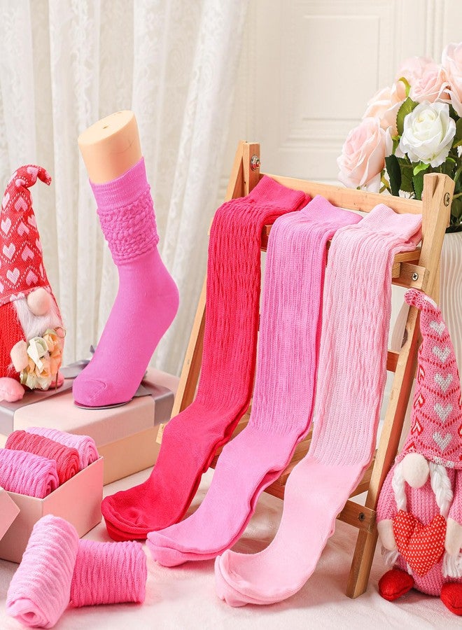 Glitopper 6 Pairs Pink Slouch Socks for Women Knee High Tube Long Hosiery 80s 90s Hot Pink Neon Scrunch Breathable Socks for Summer Outdoor Sports Birthday Gifts for Mother Sister - Image 2
